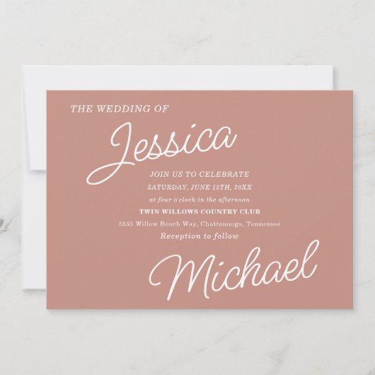 Rose Goud Moderne Script Minimalistische Stijlvoll Kaart (Voorkant)