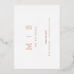 Rose Goud Monogram Huwelijk Save the Date Folie Uitnodiging