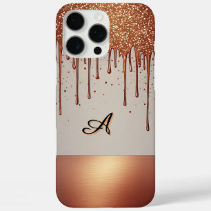 ✨ Rose Goud Naam Glans – Glitter Drip Luxe Maatwer iPhone 16 Pro Max Hoesje