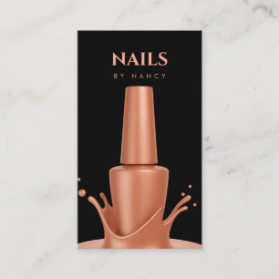Rose Goud Nagellak Spat QR Code Nagelkunstenaar Visitekaartje