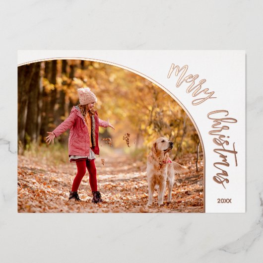 Rose Goud Prettig Kerstmanuscript Folie Feestdagenkaart (Voorkant)