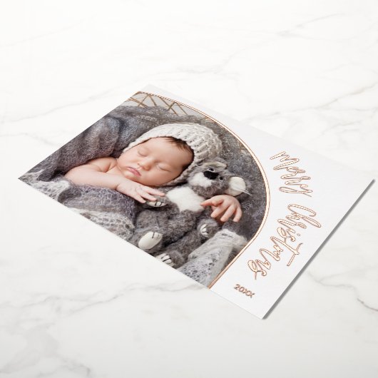 Rose Goud Prettig Kerstmanuscript Folie Feestdagenkaart (Gedraaid)