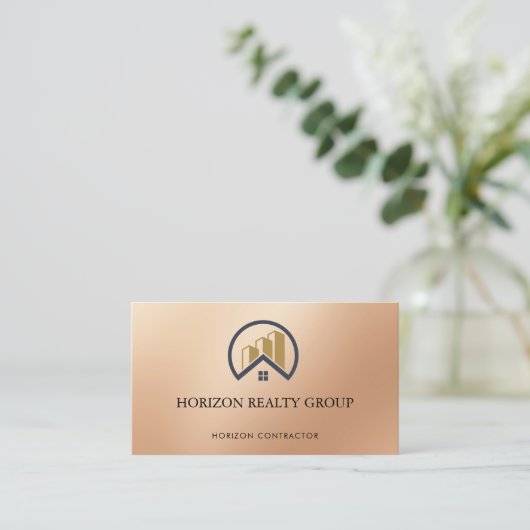 Rosé goud | Red Color Real Estate Visitekaartje (Staand voorkant)