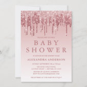 Rosé goud | Roze Sparkle Glitter Baby shower Kaart (Voorkant)