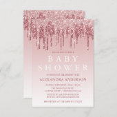 Rosé goud | Roze Sparkle Glitter Baby shower Kaart