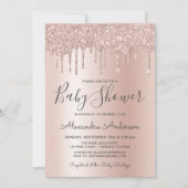 Rosé goud | Roze Sparkle Glitter Folie Baby shower Kaart (Voorkant)