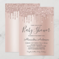 Rosé goud | Roze Sparkle Glitter Folie Baby shower