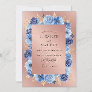 Rose Goud Saffier Anemoon Bruiloft Kaart