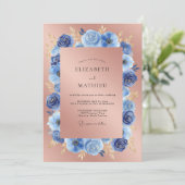 Rose Goud Saffier Anemoon Bruiloft Kaart (Staand voorkant)