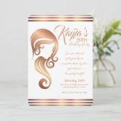 Rose Goud Schoonheid Meisje Haar- & Make-up Salon  Kaart (Staand voorkant)