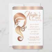 Rose Goud Schoonheid Meisje Haar- & Make-up Salon  Kaart (Voorkant)