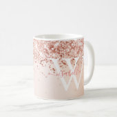 Rose Goud Schrift Naam Monogram Koffiemok (Voorkant rechts)