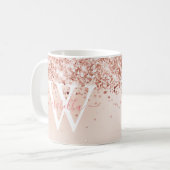 Rose Goud Schrift Naam Monogram Koffiemok (Voorkant links)