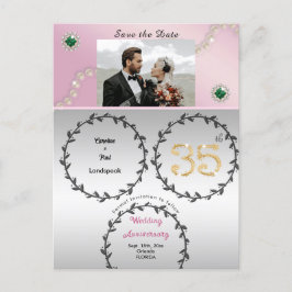 Rose Goud Smaragd 35e Verjaardag Save the Date Briefkaart