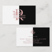 Rose Goud Split Aangepaste Monogram Letter R Q S T Visitekaartje (Voorkant / Achterkant)