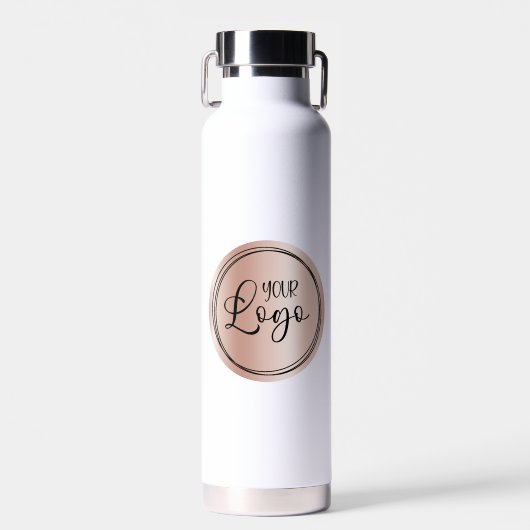 Rose Goud Verlopen Cirkel Logo Waterfles (Voorkant)