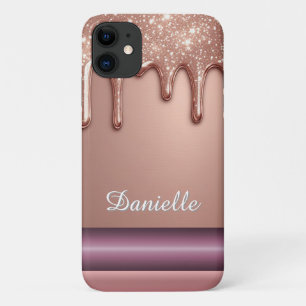 ✨ Rose Goud Vloeibare Glitter Aangepaste Naam Glit Case-Mate iPhone Case