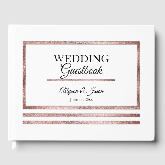 Rosé goud | White Modern Simple Elegant Wedding Gastenboek (Voorkant)