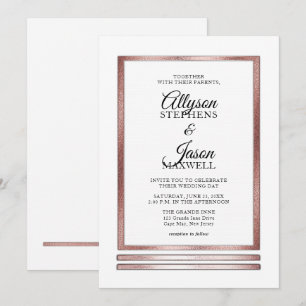 Rosé goud   White Modern Simple Elegant Wedding Kaart