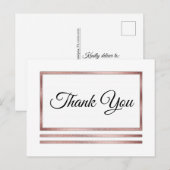 Rosé goud | Wit Modern Eenvoudig Elegant Dank u Briefkaart (Voorkant / Achterkant)