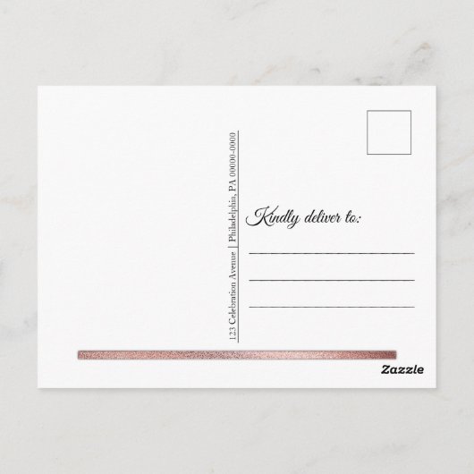 Rosé goud | Wit Modern Eenvoudig Elegant Dank u Briefkaart (Achterkant)