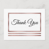 Rosé goud | Wit Modern Eenvoudig Elegant Dank u Briefkaart (Voorkant)