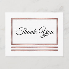 Rosé goud | Wit Modern Eenvoudig Elegant Dank u Briefkaart