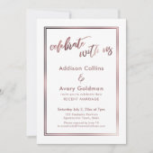 Rose Goud & Wit Vier Ons Typografie Kaart (Voorkant)