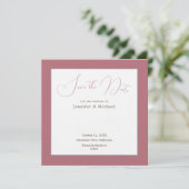Rose Goud Witte Kleur Professionele Minimalist Save The Date (Staand voorkant)