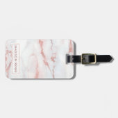 Rose Goud Witte Marmer Gepersonaliseerde Naam Bagagelabel (Voorkant horizontaal)