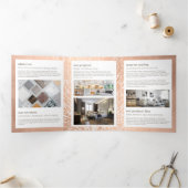 Rose Goud Zee Waaiers Koraal Patroon Ontwerper Bro Drieluik Kaart (Binnen)