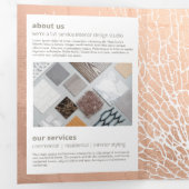 Rose Goud Zee Waaiers Koraal Patroon Ontwerper Bro Drieluik Kaart (Binnenzijde eerst)