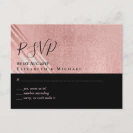 Rose Goud Zwart Glitter Folie Uiterlijk TROUW RSVP Briefkaart