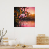Rosé Gouden Flamingo Sereniteit Poster (Keuken)