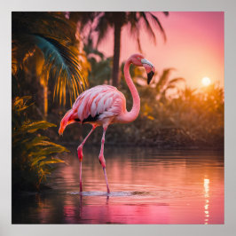 Rosé Gouden Flamingo Sereniteit Poster