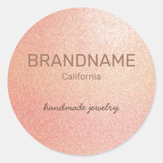 Rosé Gouden Kleur Gradiënt Textuur Faux Roze Glitt Ronde Sticker (Voorkant)