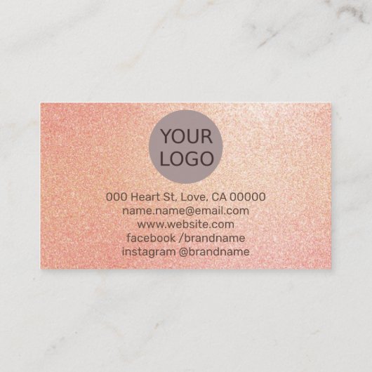 Rosé Gouden Kleur Gradiënt Textuur Faux Roze Glitt Visitekaartje (Achterkant)