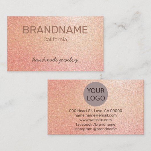 Rosé Gouden Kleur Gradiënt Textuur Faux Roze Glitt Visitekaartje (Voorkant / Achterkant)