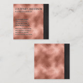 Rose Gouden Metallic Folie | Zwarte Afwerking Vierkante Visitekaartje (Voorkant / Achterkant)