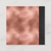 Rose Gouden Metallic Folie | Zwarte Afwerking Vierkante Visitekaartje (Achterkant)
