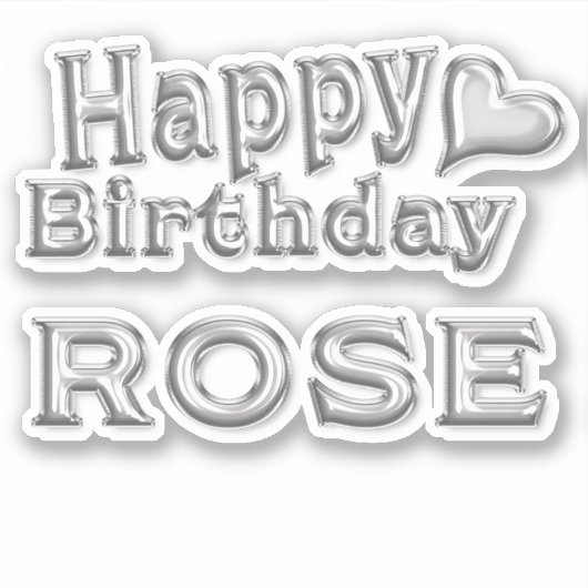 Rose Happy Birthday silver Aufkleber Sticker (Voorkant)