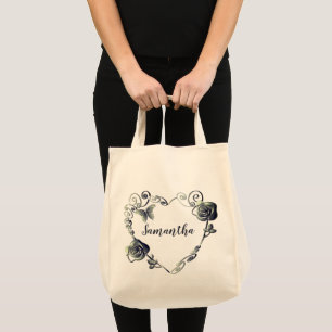 Rose Heart met naam boodschappentas Tote Bag