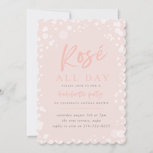 Rosé hele dag vrijgezellenfeest uitnodiging (Voorkant)