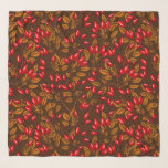 Rose hips, brown and red sjaal<br><div class="desc">Hand-drawn pattern design with dog rose hips</div>