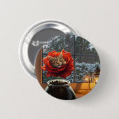 Rose Kat Droom Ronde Button 5,7 Cm (Voorkant /achterkant)