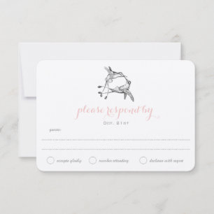 Rose Kwarts Kolibrie Kus Bruiloft RSVP Kaartje