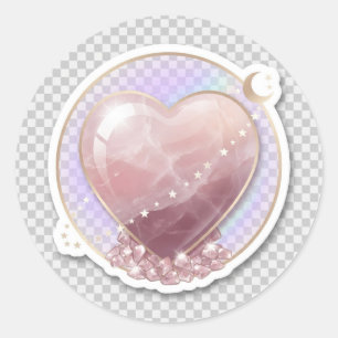 Rose Kwarts Kristallen Hart Hemel Sticker Maan
