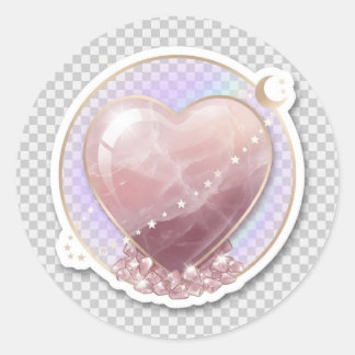 Rose Kwarts Kristallen Hart Hemel Sticker | Maan