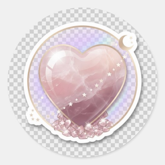 Rose Kwarts Kristallen Hart Hemel Sticker | Maan (Voorkant)