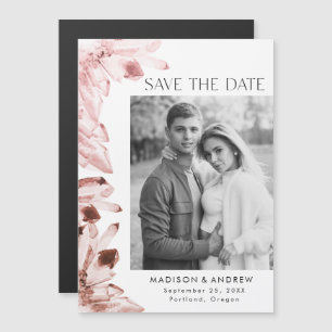 Rose Kwarts Waterverf Kristal Foto Save the Date Magnetische Uitnodiging